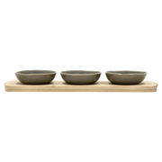 Bamboo tray with 3 bowls Shoku 32 x 10 cm Warm Brown