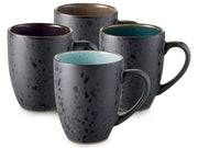 Mugs w.handle black/dark. 4 pcs.