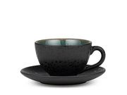 Cup w saucer 24cl black/green