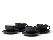 Cup w saucer 24cl 4pcs black/dark
