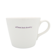 Keith Brymer Jones Word Range Medium Ceramic White Mug - silent but deadly (lilac) - 350ml