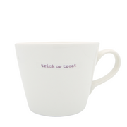 Keith Brymer Jones Haloween Word Range Medium Ceramic White Mug - trick or treat (lilac) - 350ml