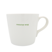 Keith Brymer Jones Haloween Word Range Large Ceramic White Mug - monster mug (green) - 500ml