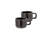 Espresso cup Fjord 0,1 liter 2 pcs Black metallic Porcelain